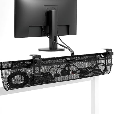 VIVO 91cm Under Desk Mesh Cable Net Organizer Clamp-on Wire Management Black