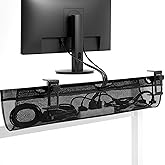 VIVO Clamp-on Mesh Net Cable Management Holder, 36", Holds 11 lbs | No Drill, Under Desk Cable Net, Adjustable Standing Desk Cord Sleeve, Wire Organizer, Power Strip Holder, Black, DESK-AC36MH