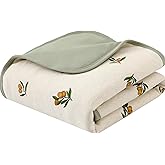 Owlivia Premium Organic Cotton Baby Blanket, Neutral Toddler Blanket with Soft Polyester Fill – Reversible Baby Infant Quilt 30"x40", Crib & Stroller Blanket(Olive Branch)