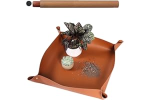 Owl Focus PU Leather Repotting Mat,Indoor Plant Transplanting and Mess Control Tarp,26.5" x 26.5" Foldable Waterproof Potting Tray,Succulent Gardening Mat for Plant Lovers Gifts
