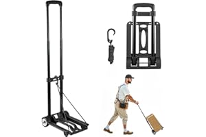 VEVOR Folding Hand Truck, 110 lbs Load Capacity, Collapsible Luggage Cart with 2 Wheels & 1 Elastic Rope, Utility Dolly Platf