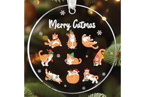 MAPDTWO Cat Christmas Ornaments - Cat Ornaments - Cat Lover Gifts, Cat Lover Gifts for Women, Gifts for Cat Lovers for Women - Orange Cat Ornament, Orange Tabby Cat Ornament - Acrylic Christmas Ornament
