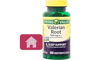 STS HOME Spring Valley Valerian Root Capsules, 500 mg, 100 Count + STS Sticker.