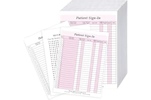 Resholder 150 Pack Patient Sign in Sheets Carbonless 3 Part Patient Sign in Label Forms Peel Off Adhesive Labels Hipaa Compliant 8.5 x 11 Inches Sheets for Doctor Dental(Pink)
