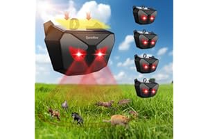 Solar Animal Repeller Outdoor 4 Packs, Nocturnal Animal Deterrent with Red LED Flashing Lights, Waterproof Wild Device for Ch