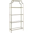 Crosley Furniture Aimee Bookshelf with Glass Shelves, Bookcase Storage, Gold and Glass