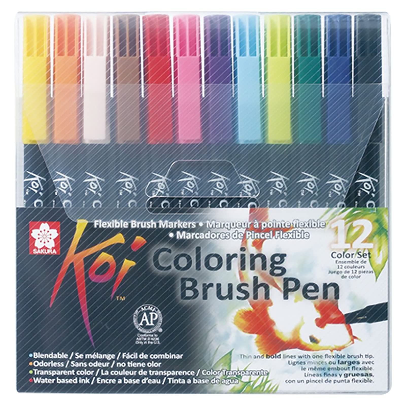 SAKURA Koi Coloring Brush Pen Set of 12 Colors | Brush Markers for Writing, Drawing & Journaling