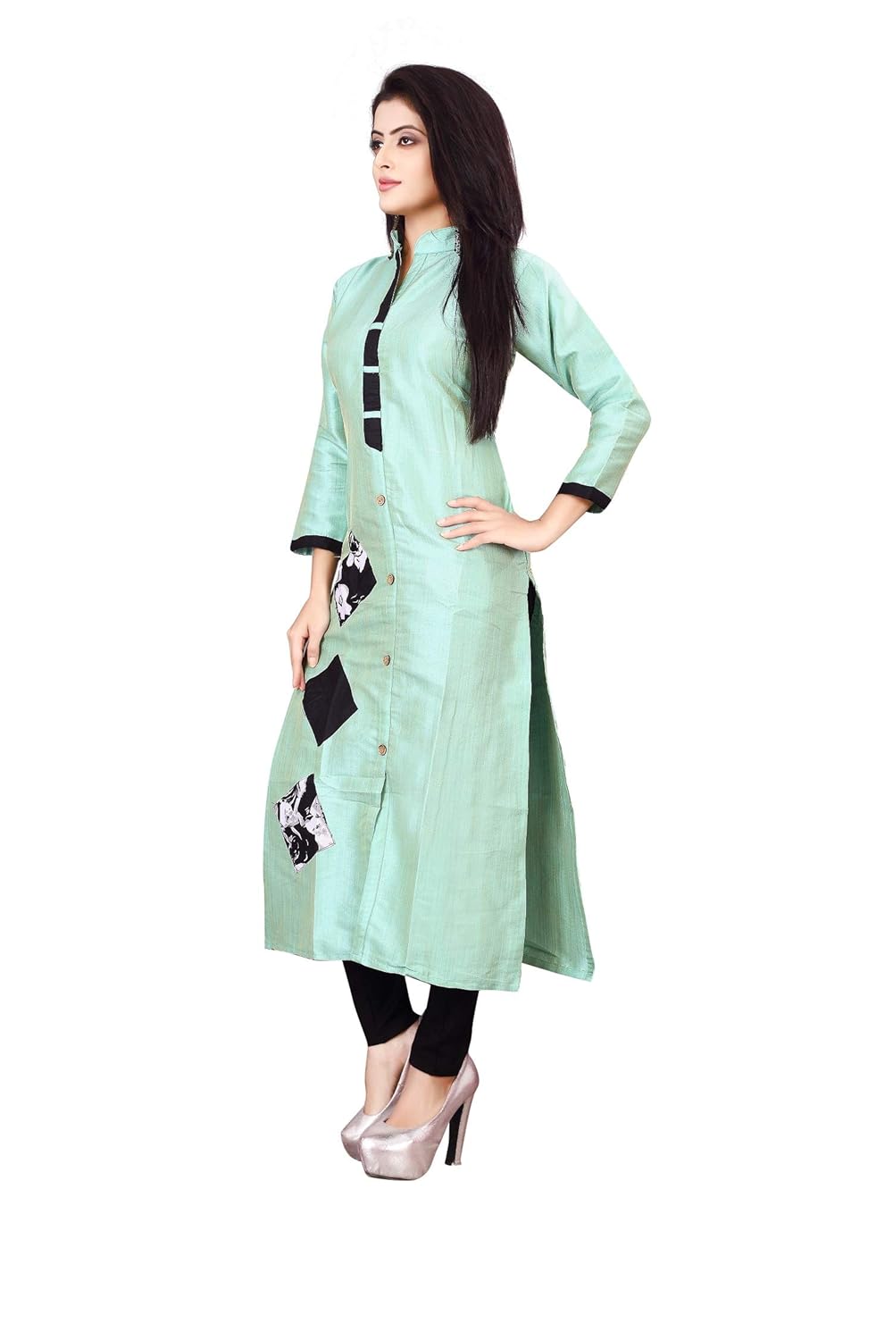 om sai latest creation women's shining khadi cotton stitched straight kurti (oslc-k2093) green