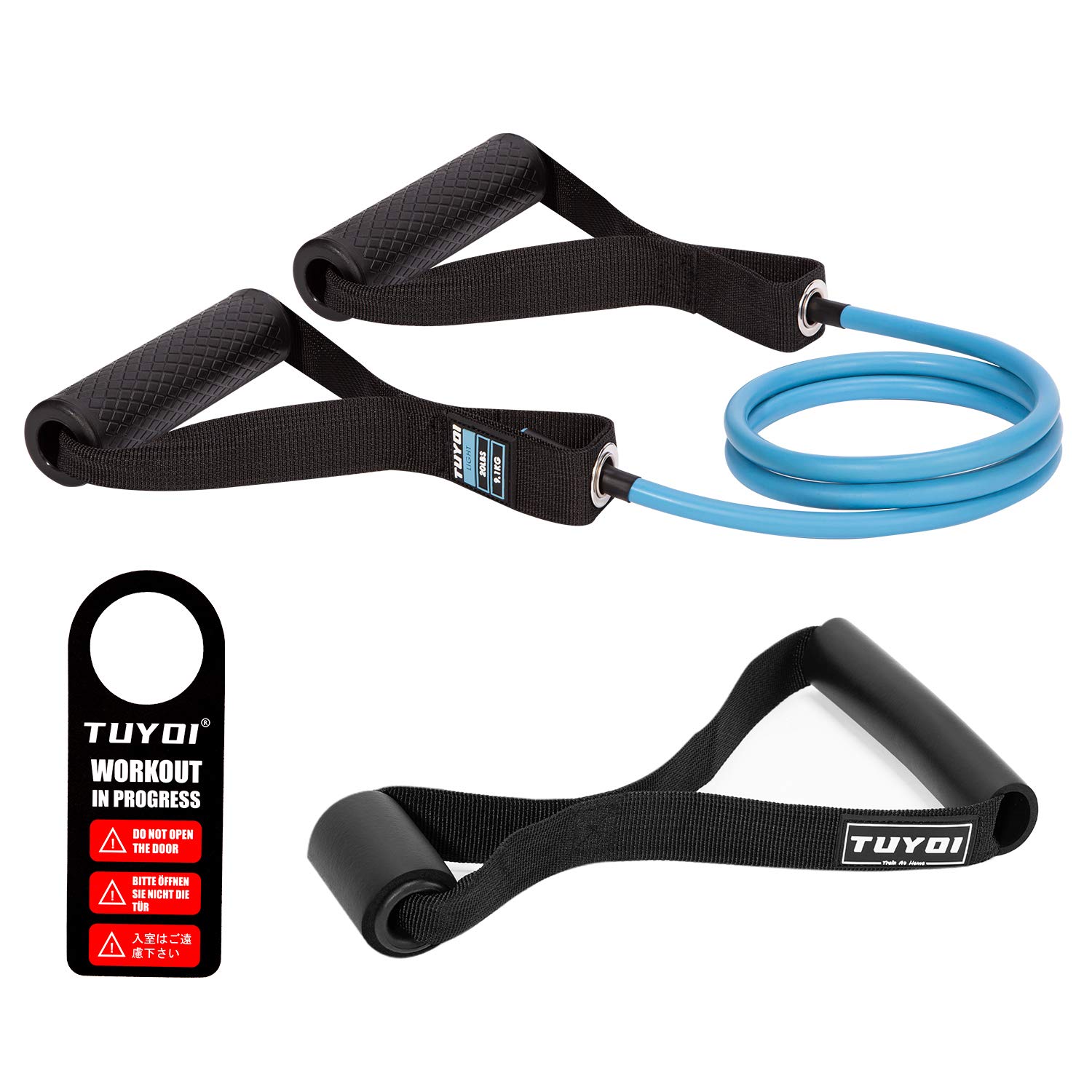 TUYOI Resistance Tube Fitnessbänder mit Griffen fitnessgeräte für zuhause（Blau-20LBS）