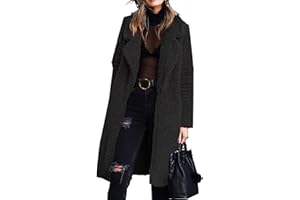 Angashion Women's Fuzzy Fleece Lapel Open Front Long Cardigan Coat Faux Fur Warm Winter Outwear Jackets