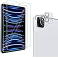 QHOHQ [2+2 Pack Tempered Glass Screen Protector for iPad Pro 11 2022/2021/2020 (4th/3rd/2nd Generation) with Camera Lens Protector, Ultra HD, Anti-Scratch, Designed for Face ID＆Apple Pencil
