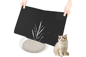 MXIIXM Cat Litter Mat, Silicone Kitty Litter Mat Waterproof Litter Catcher Mat, Litter Box Mat, Cat Litter Trapper for Floor, Anti-Slip and Easy to Clean (Black)
