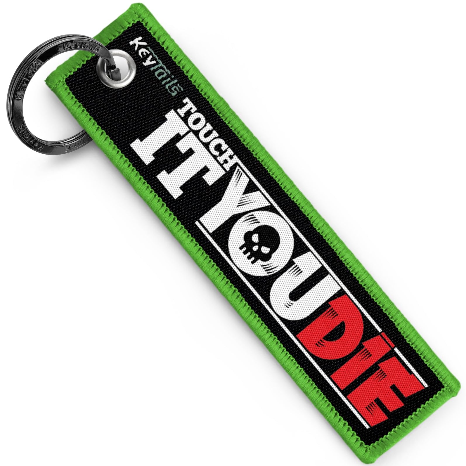KEYTAILS Keychains, Premium Quality Key Tag for Motorcycle, Car, Scooter, ATV, UTV [Touch It You Die]