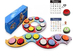 BOSKEY 8 Dog Buttons Dog Buttons Training Words, 30-Second HD Recording Includes 4 Pads, 50 Stickers Customized Sounds, Train