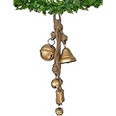 Vintage Metal Jingle Bells, Rustic Christmas Hanging Decor, Set of 5 Bells with Rope, Small, Christmas Bells and Sleigh Bell Ornaments, Cowbells