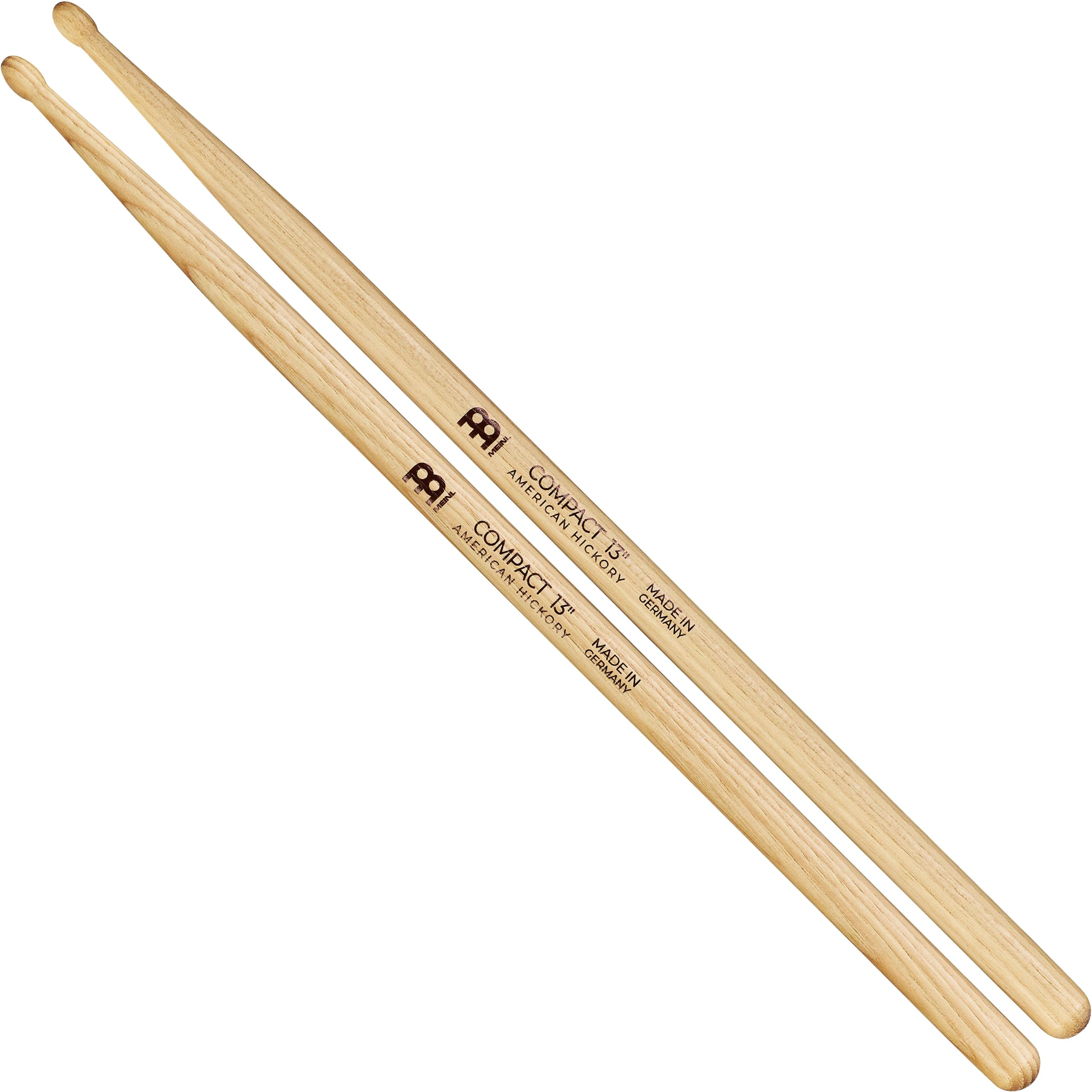 Meinl Stick & Brush Drumsticks, Compact 13" — American Hickory with Oval Shape Wood Tip — Made in Germany (SB139)