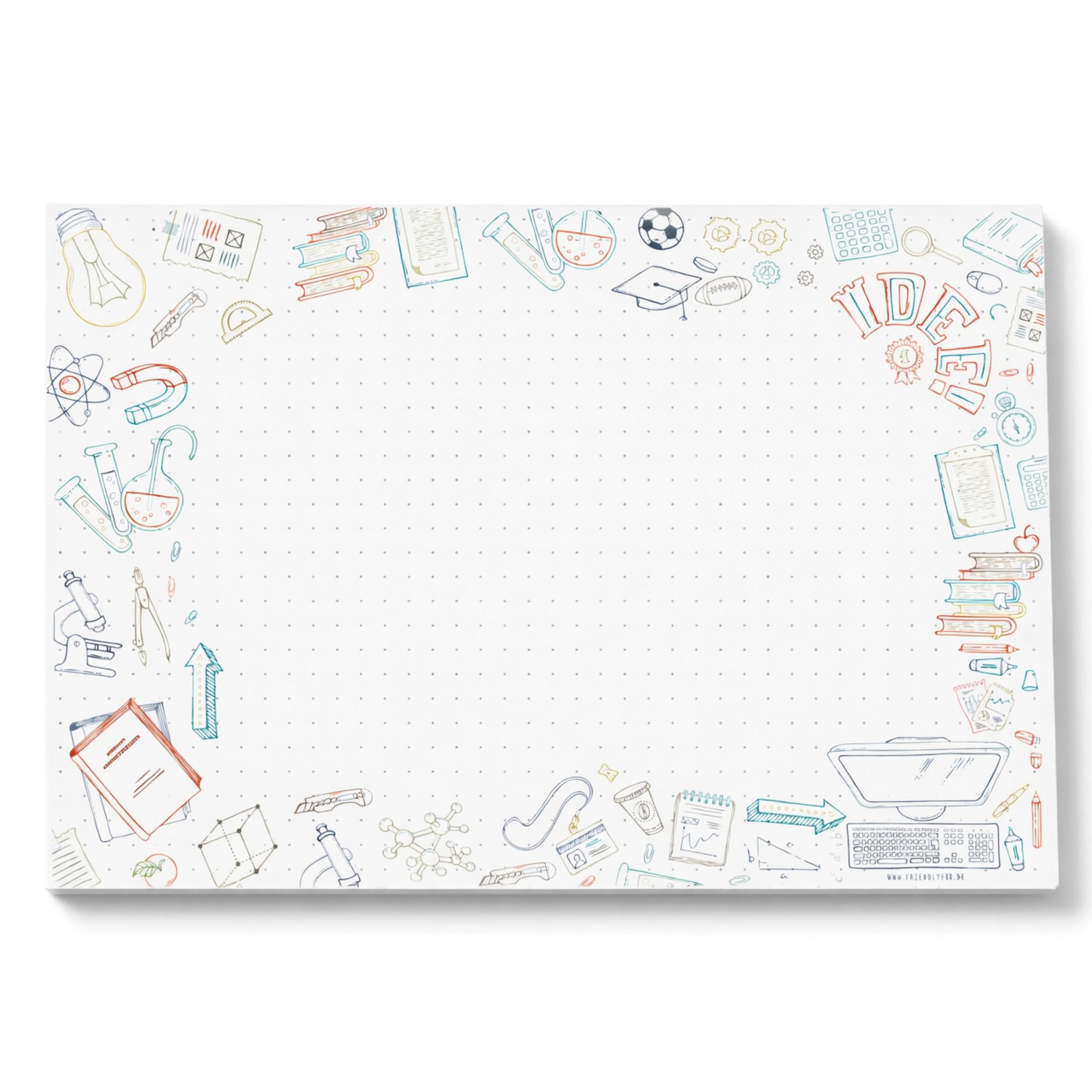 Friendly Fox Back to School Desk Pad Paper, XXL Notepad DIN A2 for Tear-Off, Painting and Desk Mat, Desk Pad Children