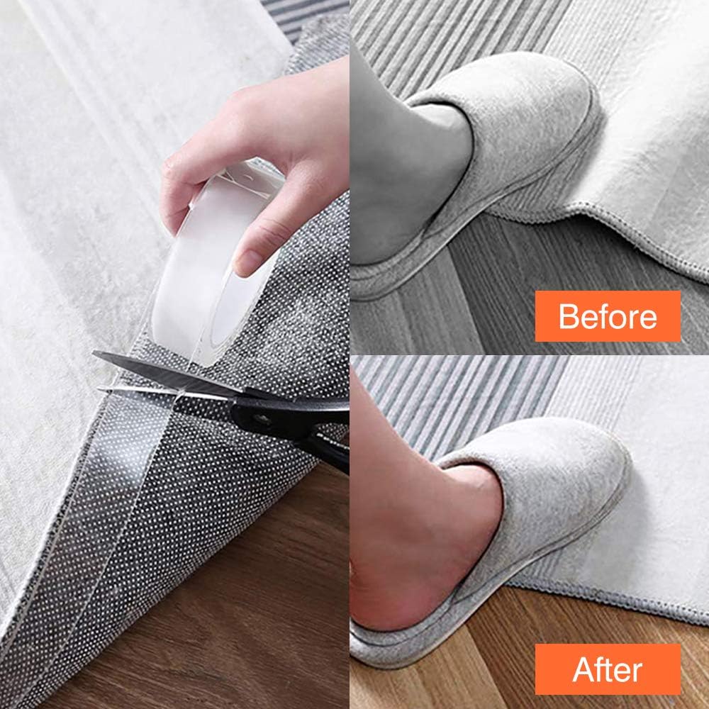 Nano Double Sided Tape, Gel Grip Tape Removable Transparent Sticky Tape, 1-inch×18 Feet, Reusable Traceless Mounting Adhesive Tape Heavy Duty for Carpet Fixed Festival Home Office Car Wall Decor: Industrial & Scientific