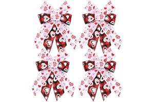 Hying 4 PCS Valentine's Day Bows for Wreath, Valentines Heart Wreath Bow Black Red Buffalo Plaid Bows White Burlap Gift Bows for Front Door Wall Christmas Valentines Wedding Party Decorations