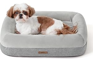 LE SURE Lesure Bamboo Charcoal Memory Foam Dog Bed - Orthopedic Dog Bed Washable for Small Dogs Made with CertiPUR-US® Certified Foam, Bolster Pet Bed with Removable Washable Cover and Waterproof Lining, Grey