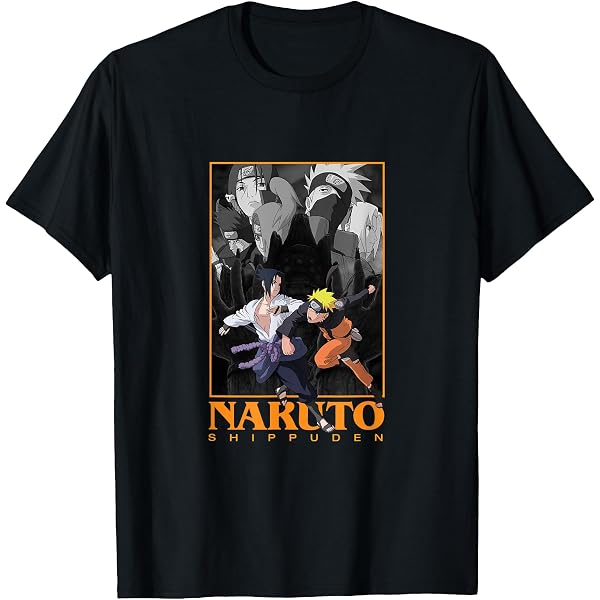 Amazon.com: Naruto Shippuden 3 Panels and Kanji Short Sleeve T