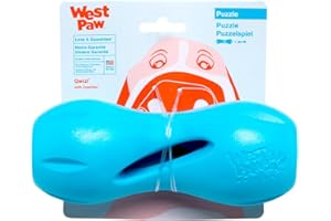 West Paw Zogoflex Qwizl Interactive Treat Dispensing Dog Puzzle Treat Toy for Dogs, 100% Guaranteed Tough, It Floats!, Made in USA, Large, Aqua Blue