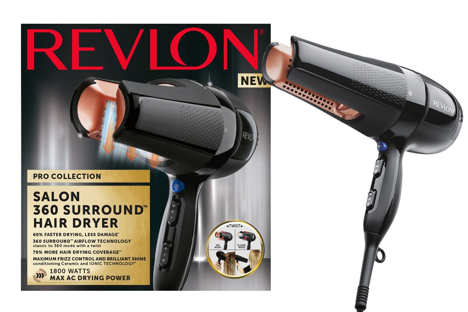 Revlon Pro Collection Salon 360 Surround Ac Hair Dryer, 1800 watt