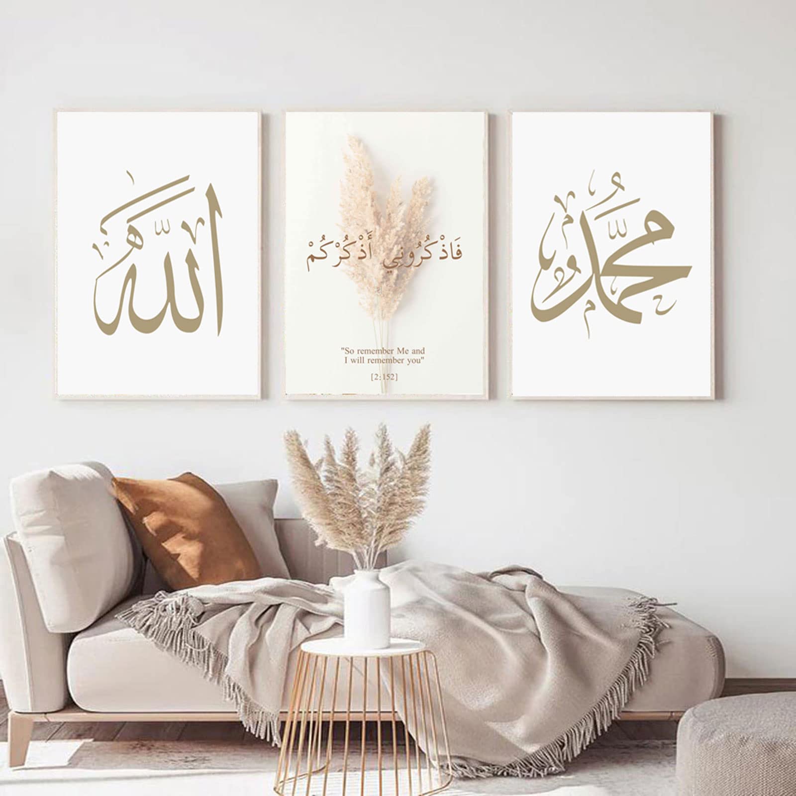 HMDKHI Islamic Pictures, Set of 3 Muslim Painting Pictures for Living Room Decor, Islam Picture, No Frame (50 x 70 cm)… — image 1