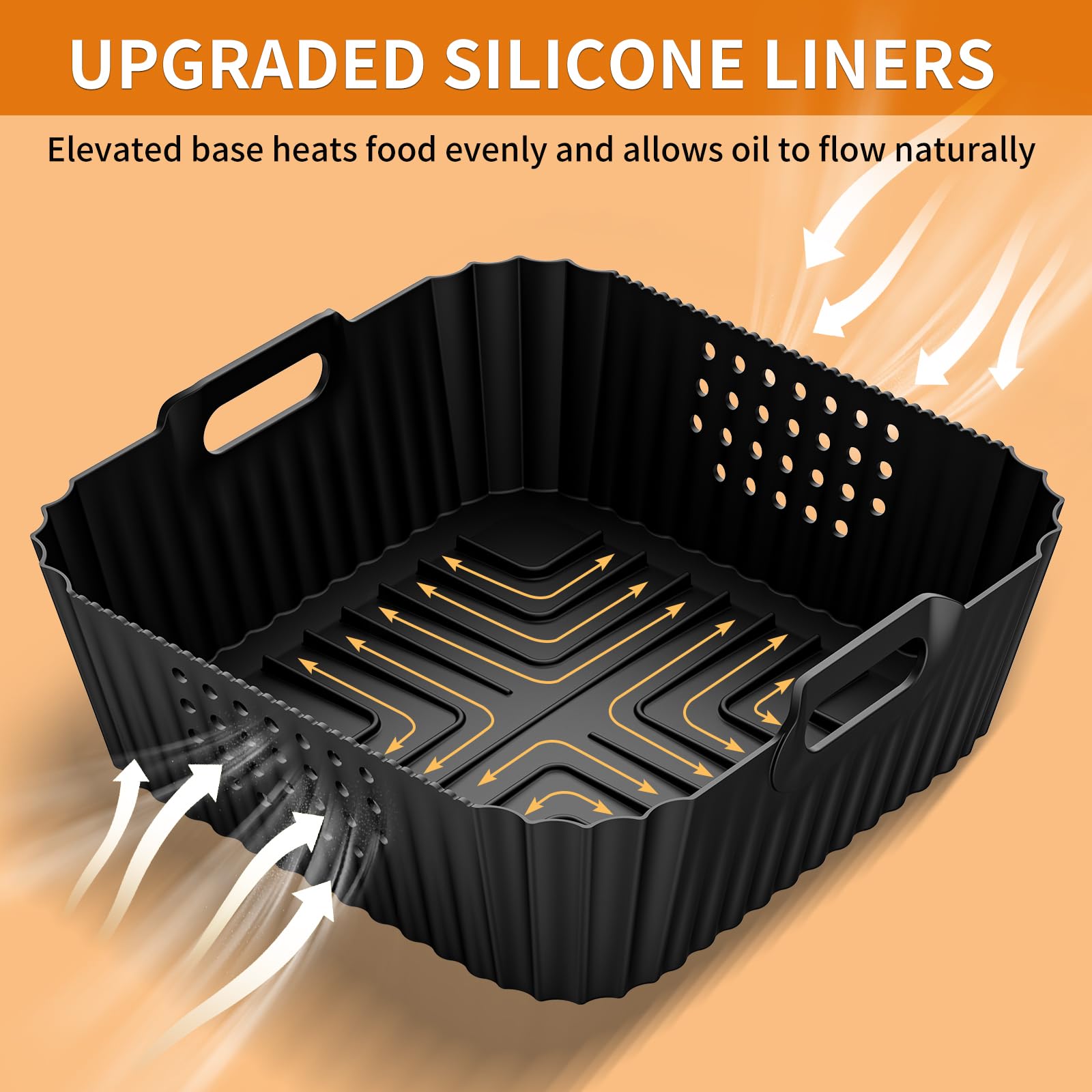 HOMELYLIFE Air Fryer Silicone Liners for Ninja AF141 AF142 5QT & AF181 6.5 QT AirFryer, Air Fryer Accessories for Cosori 5QT/6QT, 2 Pcs Reusable Square Liners for Instant 6Qt &Other 4.5-7QT AirFryer