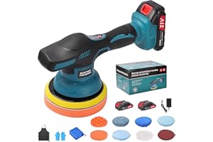 Cordless 21V Car Buffer Polisher Kit with 2×2000mAh Batteries, 6 Speed Settings & Accessories Powerful Polisher Lightweight D