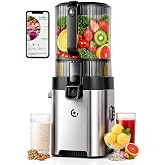AMZCHEF Cold Press Juicer, 6.5" Whole Fruit Self-Feeding Slow Juicer | 3-in-1 Juicer Machine for Juice, Nut Milk &amp; Sorbet, 90oz Large Capacity, Easy to Clean Design, Triple Strainers, Large Auger