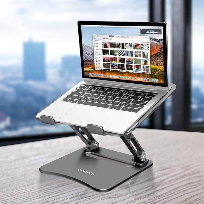 Laptop Stand Adjustable, Laptop Holder, Laptop Riser with Heat-Vent to Elevate, Compatible with MacBook, Air, Pro, Dell XPS, Samsung, Alienware, All laptops 10-17.5 inches, Space Grey