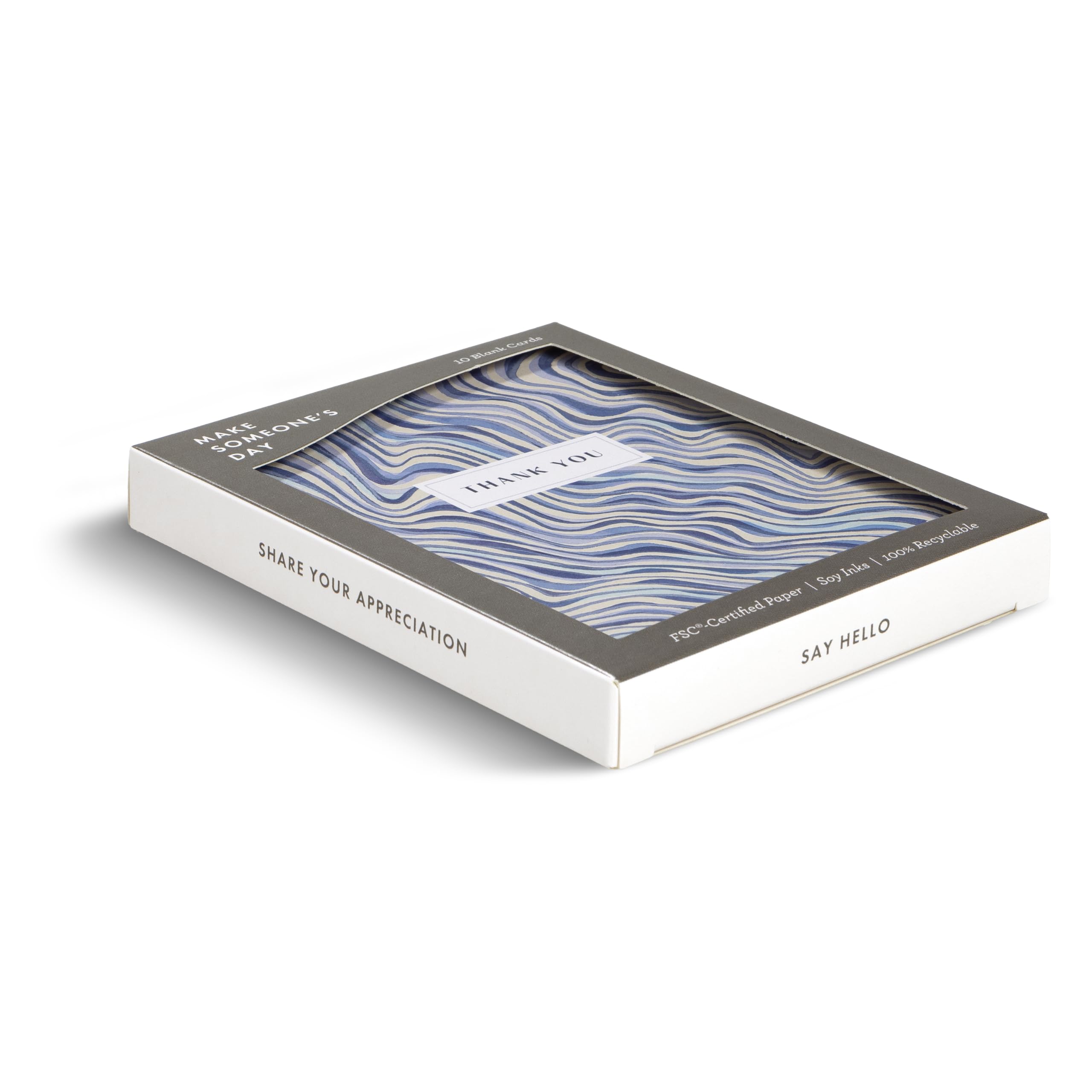 Compendium Boxed Blank Note Cards – 10 Thank You Note Cards – Rippling Wave Design