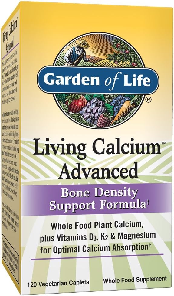 Garden of Life Bone Strength Calcium Supplement - Living Calcium Advanced Bone Health and Density Support, Vegetarian, 120 Caplets Packaging May Vary: Health & Personal Care