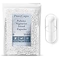 PureCaps USA - Empty Vegetarian Vegan Pullulan Pill Capsules Size 0| 5,000 Joined Pills| Clear| Non-GMO Certified| SLS, Gluten, Preservative Free