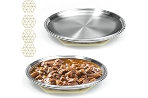 HARHANA Stainless Steel Cat Dishes for Food and Water Bowls for Small Pets -4 Sets Flat Style