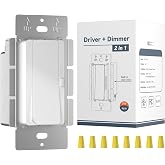 PAUTIX Dimmable LED Driver 24V&amp;Dimmer Light Switch 2in1,UL Listed Smooth Flicker Free 96w,Single-Pole or 3-Way Slide Dimmer Switches for LED Strip Lights,Low Voltage Lighting Project