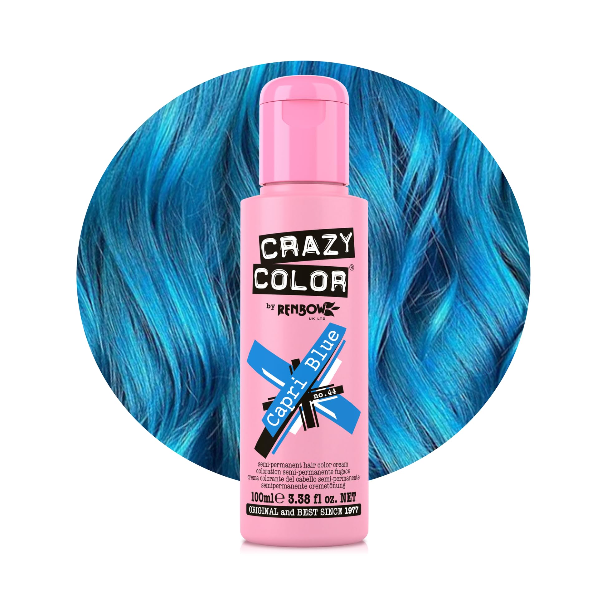 Renbow Crazy Color Semi-Permanent Hair Color Dye Capri Blue 44 – 100ml — image 1