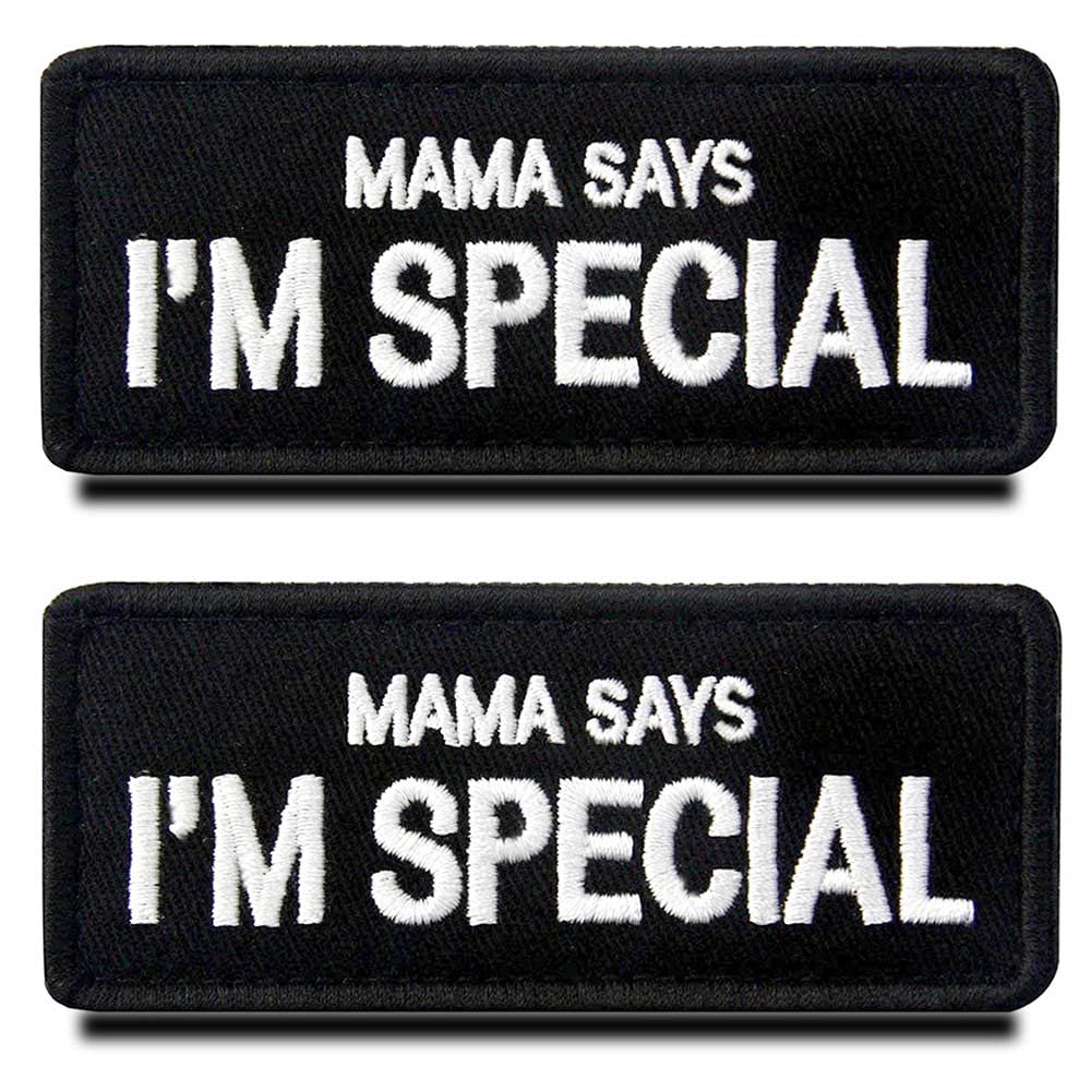 Zcketo 2 Pack Funny Tactical Mama Says I am Special Dog Patch Military Hook & Loop Embroidered Service Dog Applique Patch for Medium/Large Dogs Harness Vest Clothes