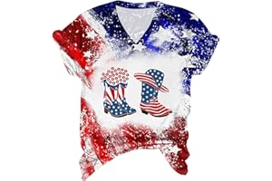 SHOPESSA Women 4th of July Shirt Short Sleeve Patriotic Clothes for Women USA Flag Print Shirt Graphic Tees