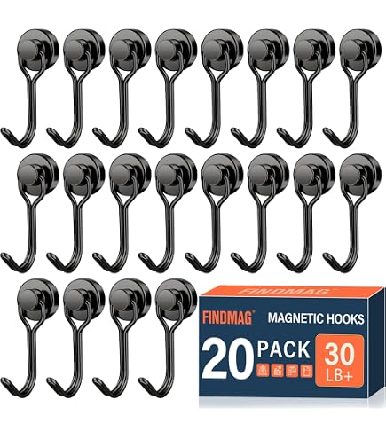 TRYMAG Heavy Duty Magnet Hooks – 25LBS Swivel Neodymium Magnetic Hooks, Pack Of 25 For Fridge, Kitchen, Locker, Cruise Cabin, Door