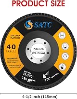 SATC 115mm Zirconia Flap Discs 40 Grit 10 Pack Type 29 Grinding Disc view 4