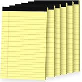 Ciphyfee 6pcs Small Note Pads, Yellow Notepads 5x8 College Ruled Notebook, Writing Pads 5 x 8, Legal Pads, Pad Paper Perforate Notebooks for Work, Message, School, Office Supplies,30 Sheets/Pack