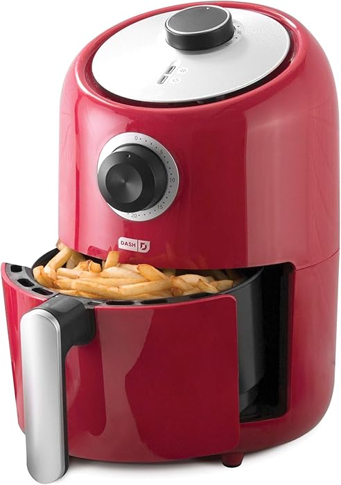 Dash DCAF150GBRD02 Compact Air Fryer Oven Cooker with Temperature Control, Non Stick Fry Basket, Recipe Guide + Auto Shut off Feature, 2qt, Red