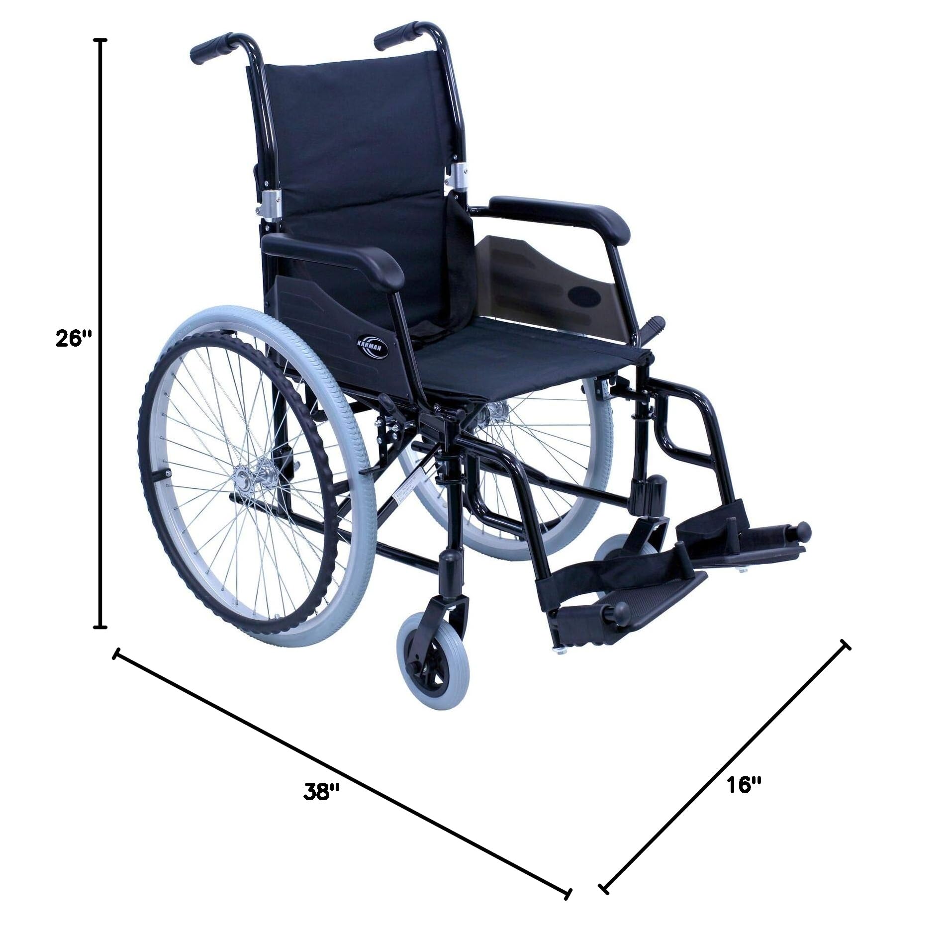 Karman 24 pounds LT-980 Ultra Lightweight Wheelchair Black
