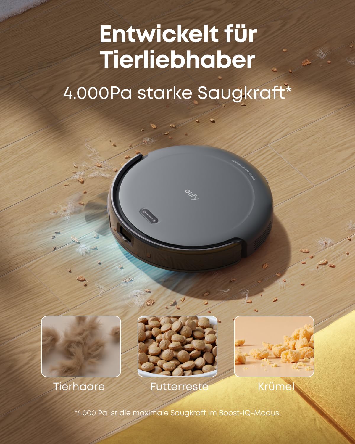 eufy C10 Saugroboter mit Automatischer Absaugstation, 7,3cm Ultraflaches Design, Teppichreinigung, Ausfahrbare Seitenbürste für Ecken, Automatische Entleerung, Punktlaser- & Infrarot-Navigation 8