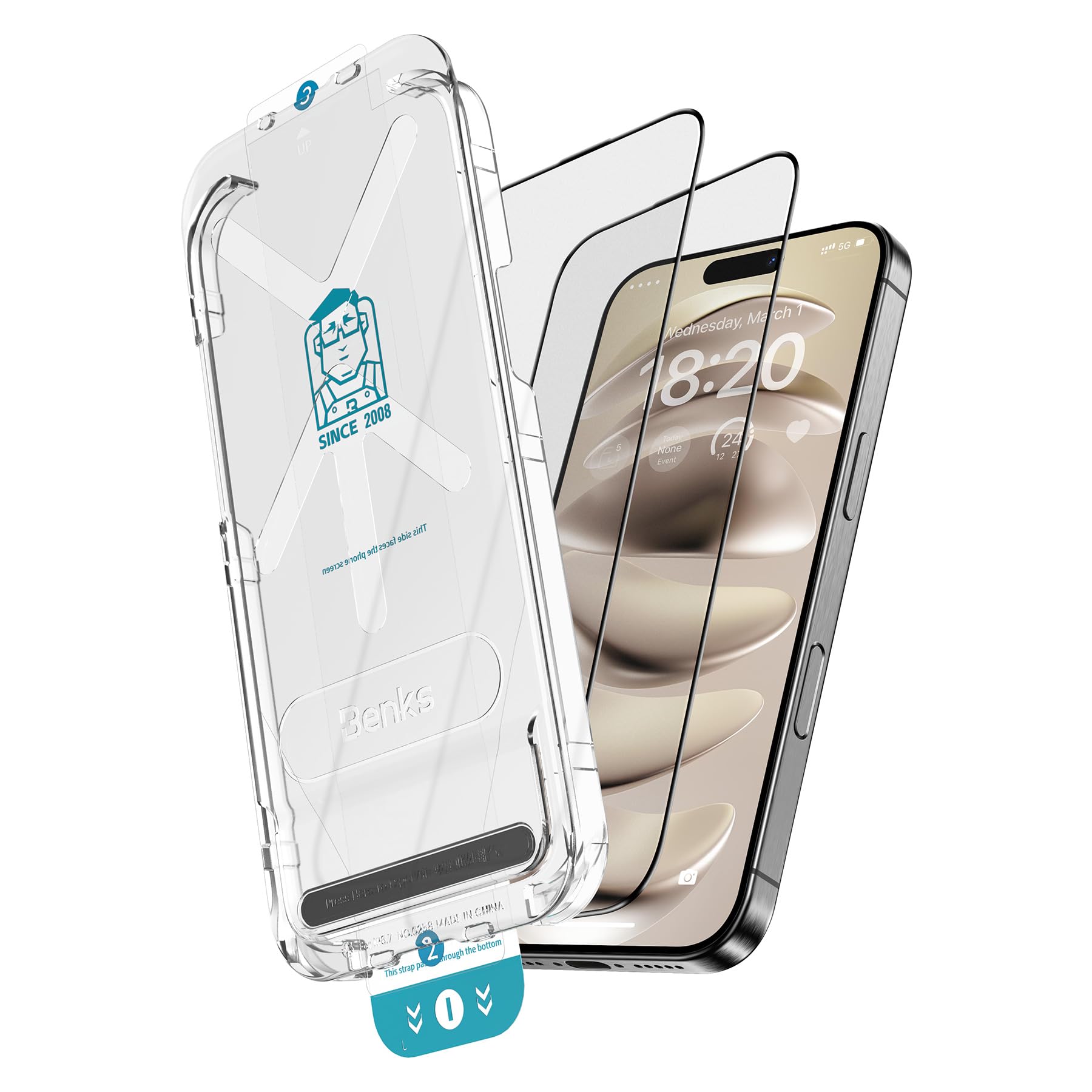 Photo 1 of BENKS [2 Pack Matte Screen Protector for iPhone 16 Pro (6.3", 2024), Anti-Glare Tempered Glass Film Anti-Fingerprint, Scratch Resistant, Bubble-Free Installation Tool Included