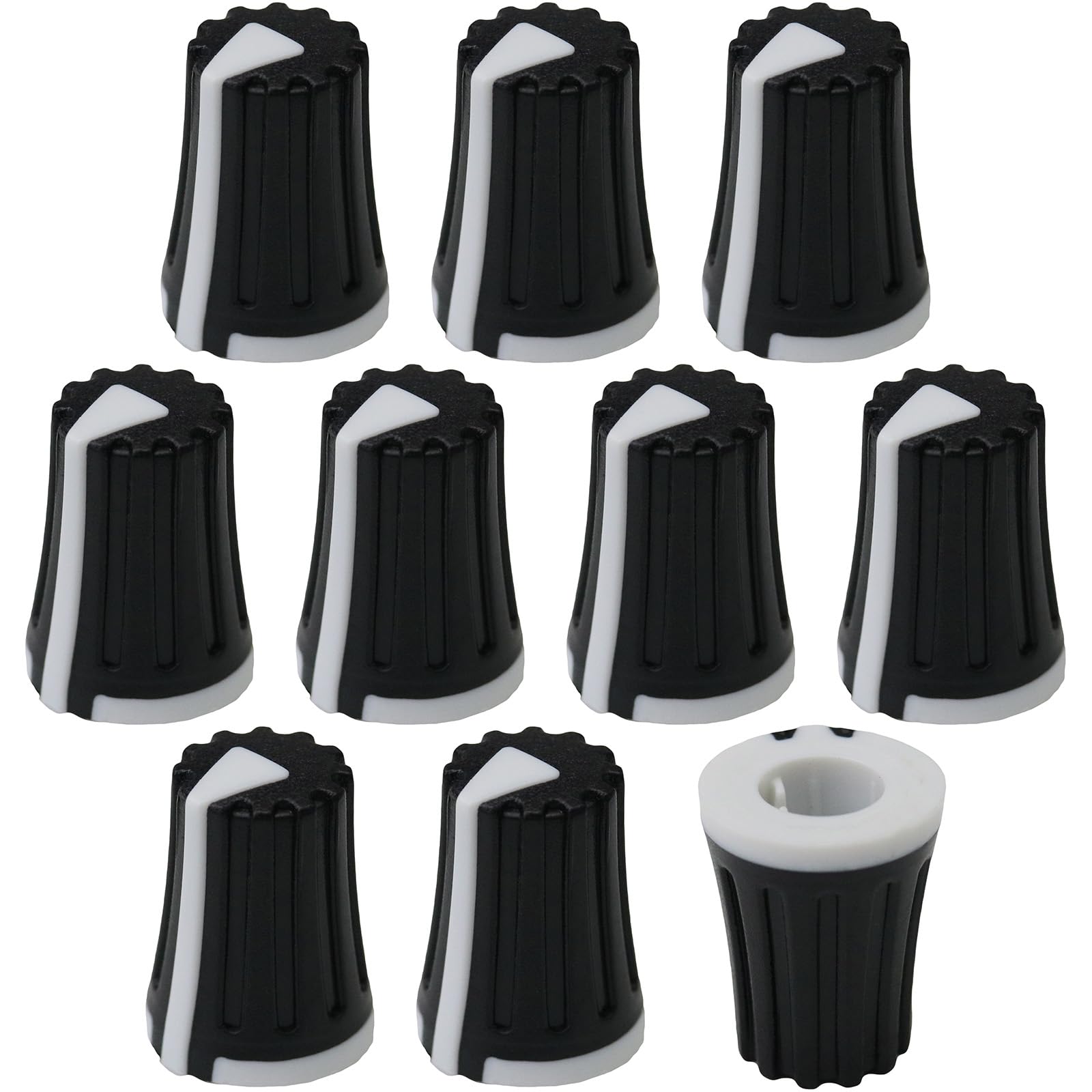 6mm D-Shaft Hole Triangle Indicator Plastic Flared Control Knob Pack of 10 (White)