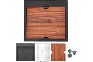 VALISY 21x20 Inch Black Kitchen Sink, Drop In Bar Sink Black,Stainless Steel Square Small Topmount Workstation Sinks,Single Bowl Kitchen Sinks for Laundry Office Wet Bar Prep RV Outdoor Yard