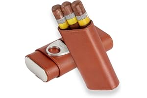 WANTHER Cigar Case Travel Humidor Kit,The Leather Cigar Accessories with Cutter & Case Cedar-Lined for Optimal Freshness- Men's Present Set for Home and Office